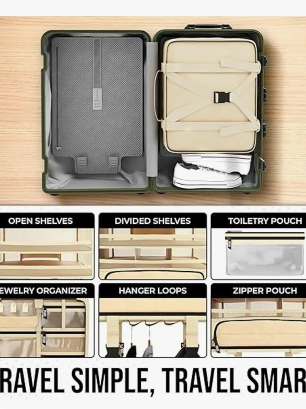 VOYAJ Hanging Suitcase Organizer Travel Carry on Closet Suitcase, Wrinkle Free